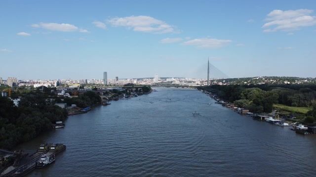 River, city, bridge, white, buildings, boats, houses - antonlukin
antonlukin